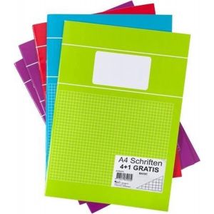 5x stuks schoolschriften A4 ruitjes/wiskunde 5mm