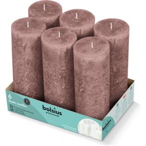 Bolsius - Rustieke Stompkaarsen 190/68 - Suede Brown - 6 stuks