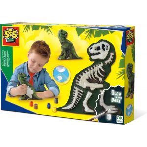 SES - Gieten en schilderen - T-Rex met skelet - dino - glow in the dark