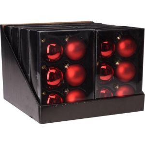 Kerstbal glas 6X65 mm Rood 6 stuks