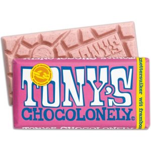 Tony's Chocolonely Witte Chocolade Reep Framboos Knettersuiker 180 gram Chocola