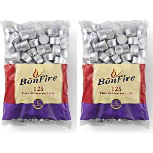 BonFire - Theelichten - 8 Uur - Waxinelichtjes met cup - 2x Zak 125