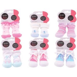 Baby Rose poppensokken op kaart (1 stuk) assorti