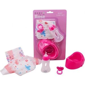 Johntoy Verzorgingset Baby Rose Meisjes Roze 4-delig