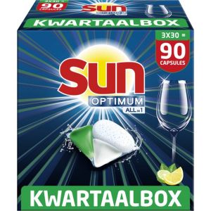 Sun Optimum All-in 1 Lemon Capsules – 90 vaatwastabletten – Kwartaalbox