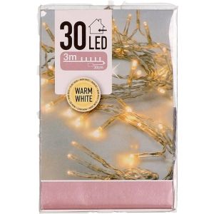 Kerst - versiering - - 30LED kleur warmwit - zilver draad - voor binnen gebruik