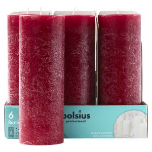 Bolsius - Rustieke Stompkaarsen 190/68 - Velvet Red - 6 stuks