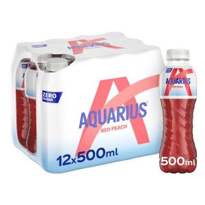 Aquarius - Red Peach - Perziksmaak - Zero Sugar - Petfles - 12 stuks - 500 ml