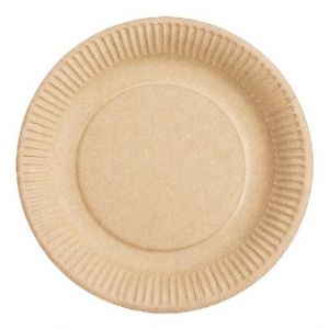 Take Dis Bord 23cm rond papier kraft FSC - Pak 100 stuks