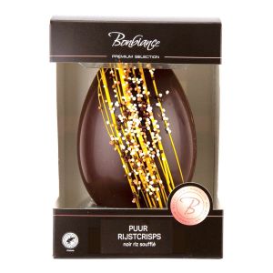 Chocolade ei puur en geel crunch - Pasen - 250 gram